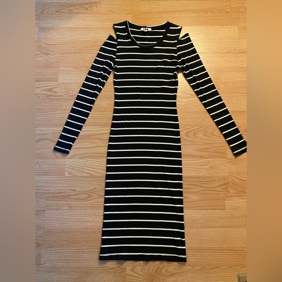 LNA cold should stripe midi dress size small - Picture 1 of 3